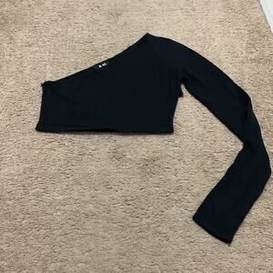 AN R+ Alp N Rock One Shoulder Cropped Long Sleeve Black Sz XS Knit Clean Girl